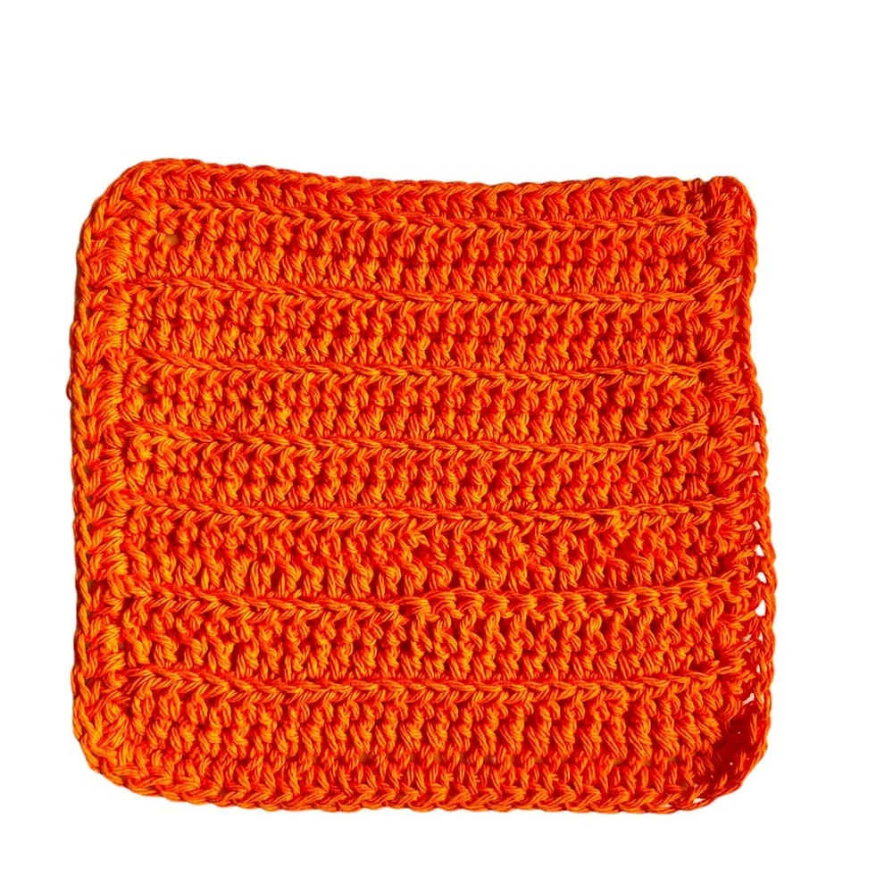 HAND CRAFTED Colorful Tangerine 100% Cotton All Purpose Wash or Dish Cloths